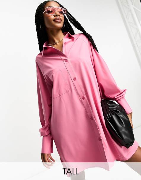 womens pink shirt dress