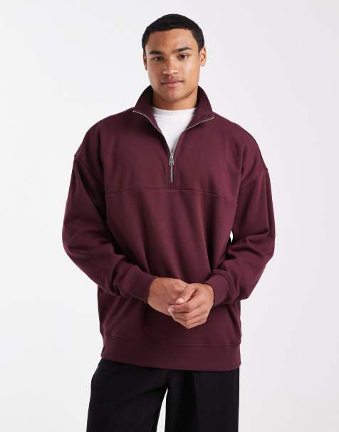 Threadbare 1/4 zip fleece in burgundy - view 1