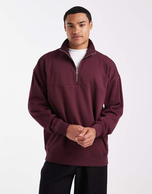 Threadbare 1/4 zip fleece in burgundy