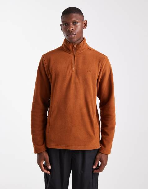 Threadbare 1/4 zip fleece in burnt orange - view 1