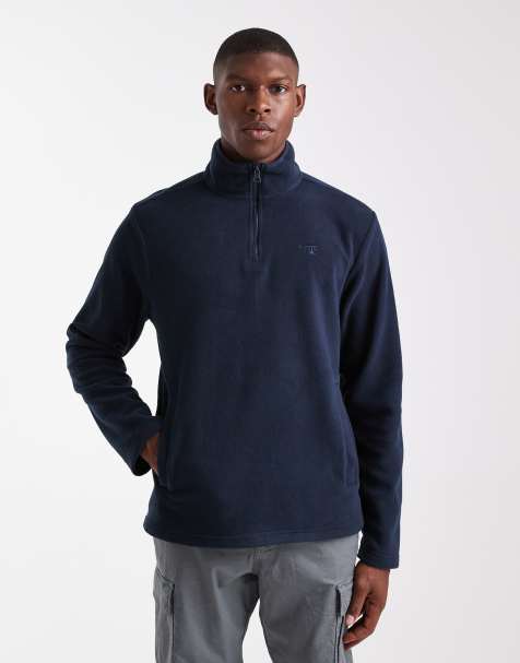 Threadbare 1/4 zip fleece in navy - view 1