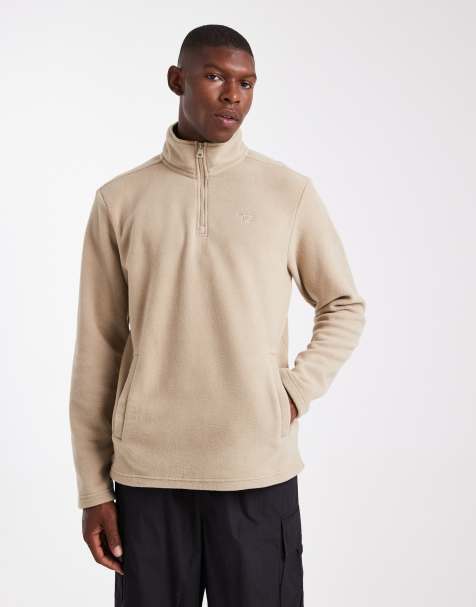 Threadbare 1/4 zip fleece stone