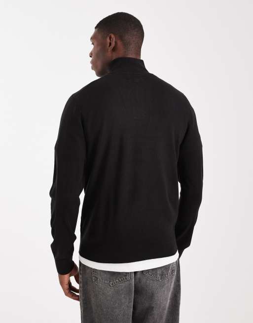 Threadbare 1/4 zip jumper in black, 3 of 5