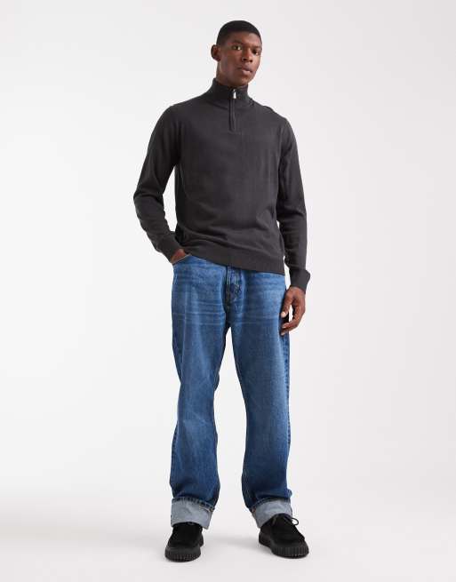 Threadbare 1/4 zip jumper in charcoal grey, 2 of 5