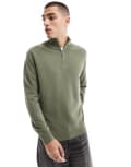 [Threadbare] Threadbare 1/4 zip jumper in khaki-Green XL Khaki