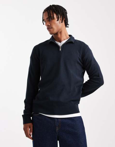 Threadbare 1/4 zip jumper in navy - view 1