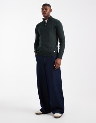 Threadbare 1/4 Zip Knit Sweater In Black