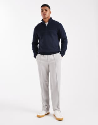 Threadbare 1/4 Zip Knit Sweater In Blue