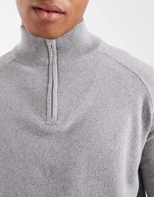 Threadbare 1/4 zip knitted jumper in grey marl, 5 of 5