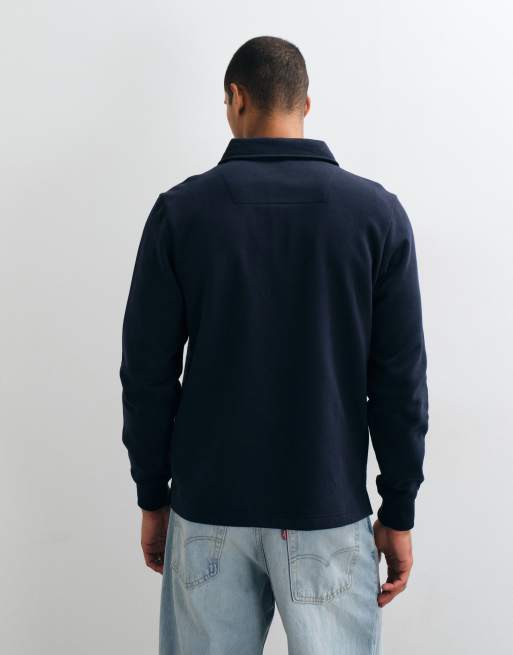 Threadbare 1/4 zip polo sweatshirt in navy, 5 of 5