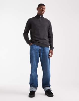 Threadbare 1/4 Zip Sweater In Gray