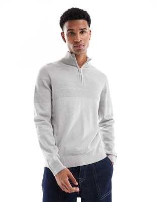 1/4 zip sweater in gray heather