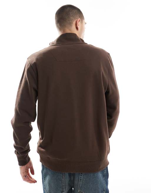 Threadbare 1/4 zip sweatshirt in chocolate brown, 4 of 4