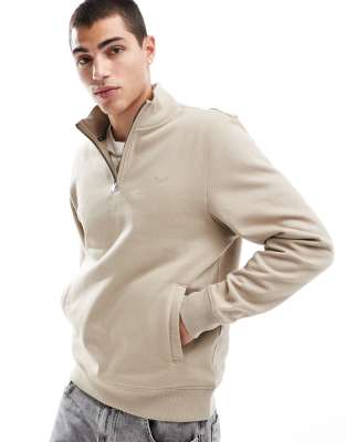 Threadbare Threadbare 1/4 zip sweatshirt in stone-Neutral