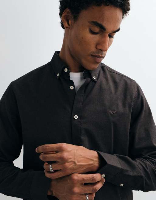 Threadbare 100% cotton oxford shirt in black , 3 of 5