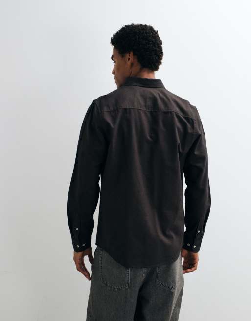 Threadbare 100% cotton oxford shirt in black , 5 of 5