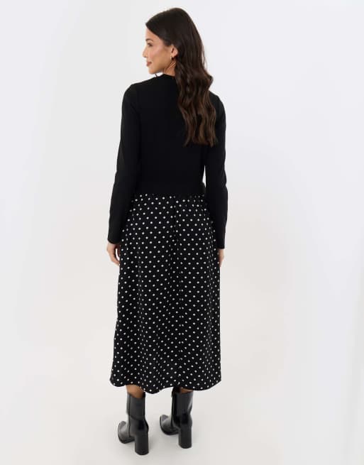 Threadbare 2 in 1 long sleeve maxi dress in black, 2 of 4