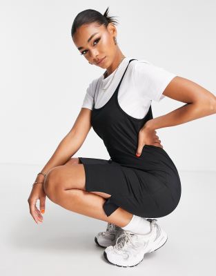 Threadbare Threadbare 2 in 1 t-shirt underlay cami mini dress-Black