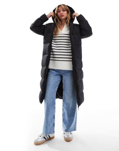 Threadbare 2 in 1 zip off longline gilet and puffer coat in black - view 1