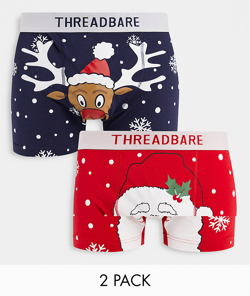 2-pack Christmas trunks in Santa and Rudolph print-Red