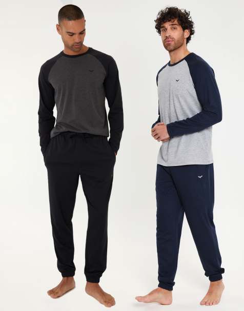Threadbare 2-pack long raglan sleeve lounge sets in grey - view 1