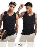 [Threadbare] Threadbare 2 pack pocket singlet in black L BLACK