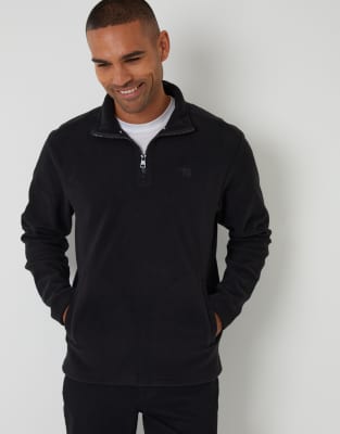 Threadbare 2 Pack Quarter Zip Microfleece Sweatshirts In Black