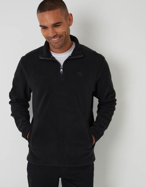 Threadbare 2 pack quarter zip microfleece sweatshirts in black - view 1