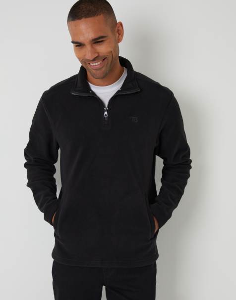 Threadbare 2 pack quarter zip microfleece sweatshirts in dark grey - view 1