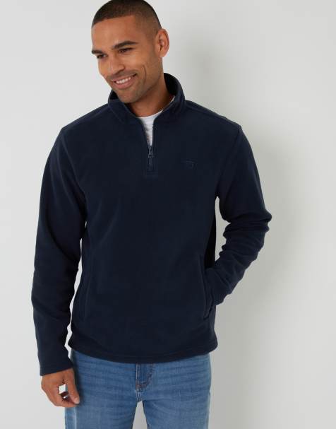 Threadbare 2 pack quarter zip microfleece sweatshirts in navy - view 1