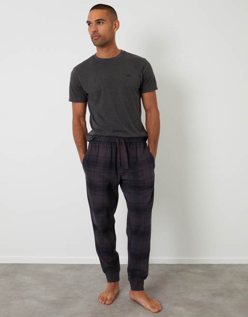 Threadbare 2-pack short sleeve top & check pants pyjama sets in black, 4 of 4