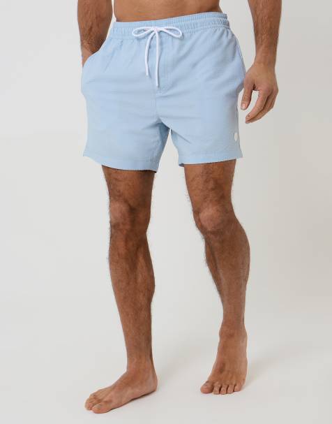 Threadbare 2-pack stripe seersucker swim shorts in blue - view 1