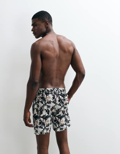 Threadbare 2 pack swim shorts in black and floral print, 4 of 5