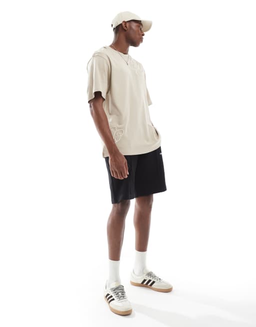 Threadbare 200 GSM cotton t-shirt with embroidered detail in stone, 3 of 4