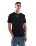[Threadbare] Threadbare 200 GSM short sleeve t-shirt in black with flower embroidery M BLACK
