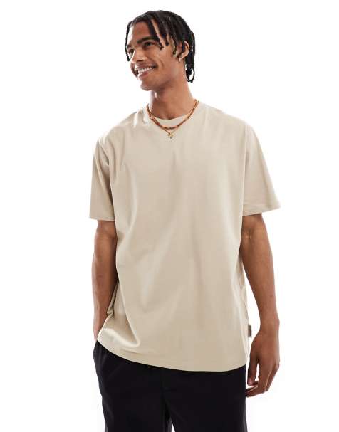 Threadbare – 200GSM – Kurzärmliges T-Shirt aus Baumwolle in Steinbeige - view 1