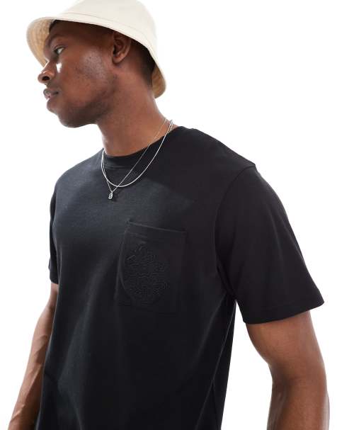 Threadbare 200GSM short sleeve t-shirt with embroidered pocket in black - view 1