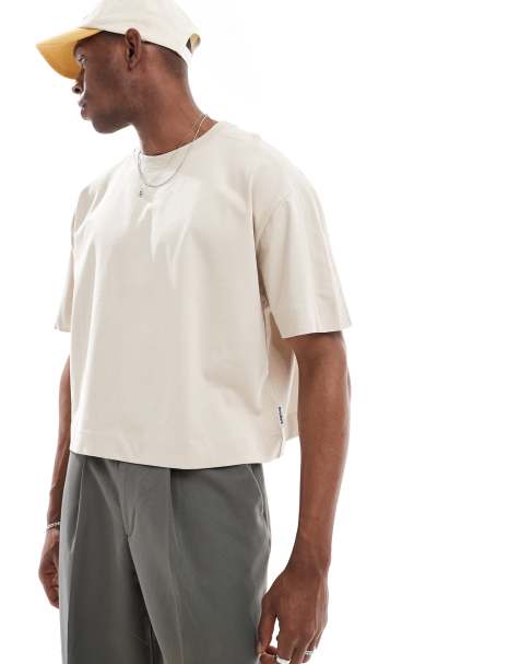 Threadbare 220 GSM boxy fit t-shirt in stone - view 1