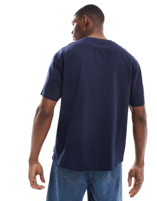 Threadbare 220 GSM relaxed fit cotton t-shirt in navy, 2 of 4