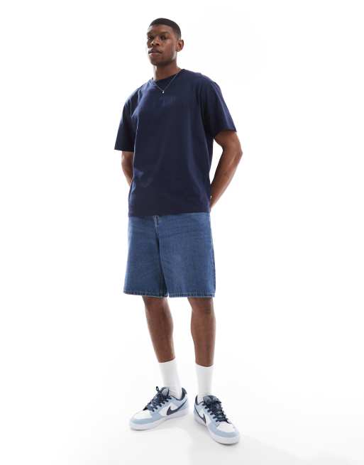 Threadbare 220 GSM relaxed fit cotton t-shirt in navy, 3 of 4