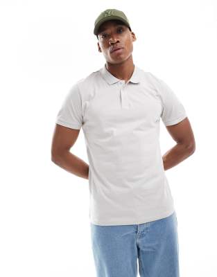 3 button polo in light gray