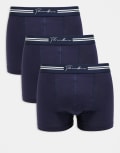 [Threadbare] Threadbare 3 pack cotton boxers with logo waistband in navy S NAVY