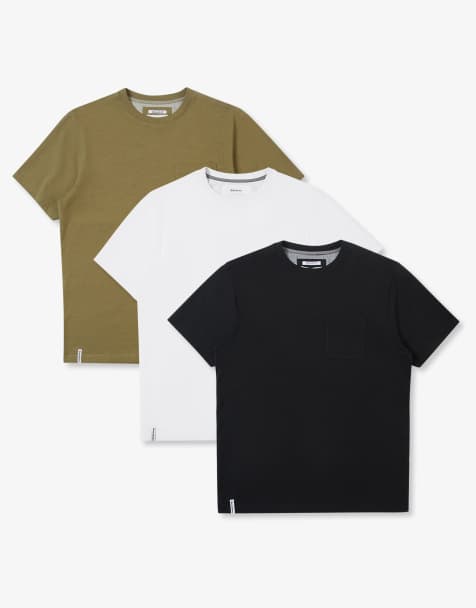 Threadbare 3-pack cotton jersey slub crew neck t-shirts in white