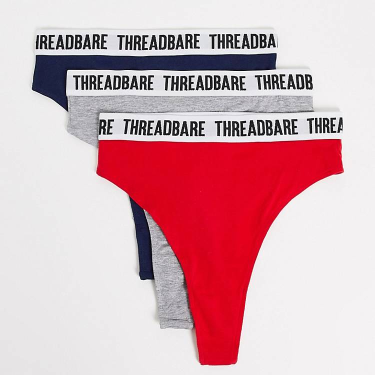 Asos Women Clothing Underwear Lingerie Sets 3 pack logo thongs 