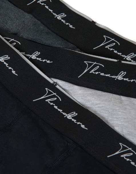 Threadbare 3-pack 'lance' hipster fit boxer shorts in grey - view 1