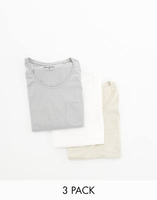 3 pack pocket vest in gray, stone & off white-Multi