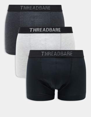 Threadbare 3 pack trunks in black