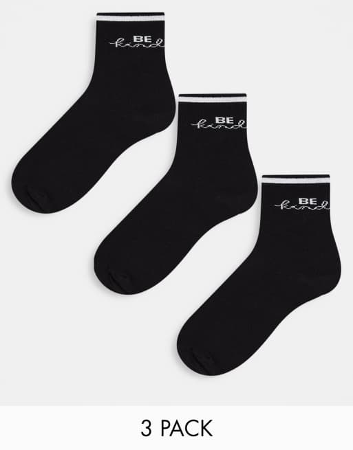 Threadbare 3 pack weekend vibes sport socks in black and white ASOS