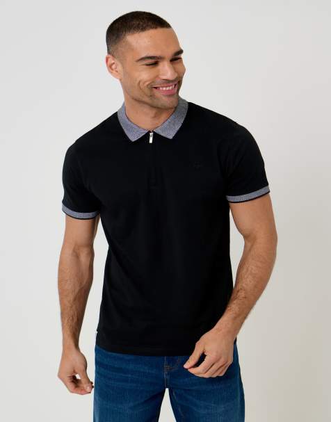 Threadbare 3-pack zip collar polo shirts in multi - view 1