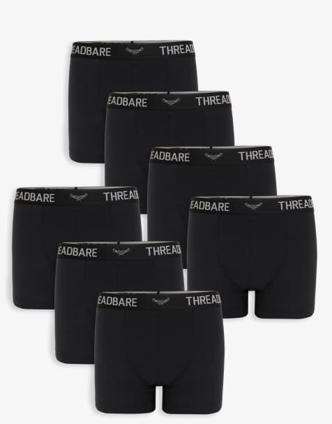 Threadbare 7-pack hipster fit boxer shorts in black - view 1